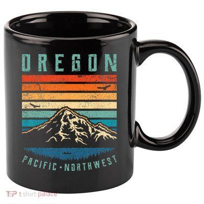 Oregon Retro Vintage Portland Home State Mountains 11oz C Handle Ceramic Mug
