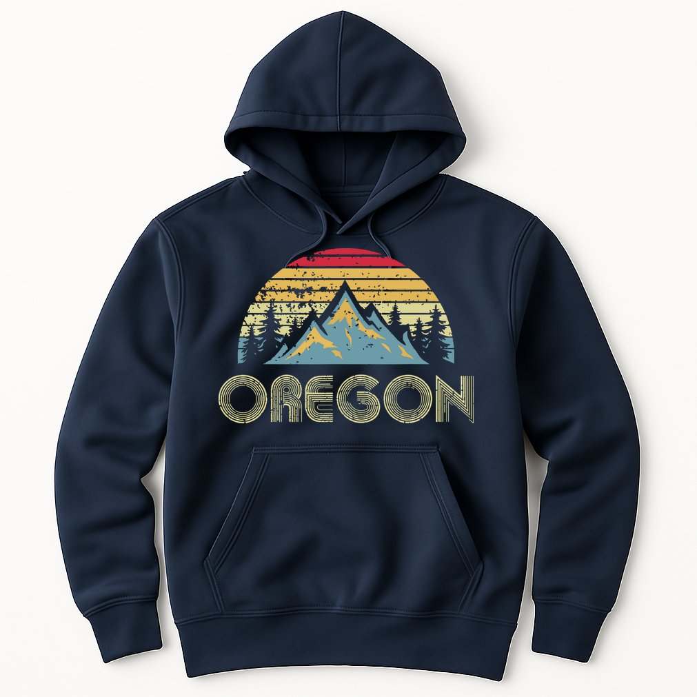 Oregon Retro Vintage Mountains Nature Hiking T Hoodie