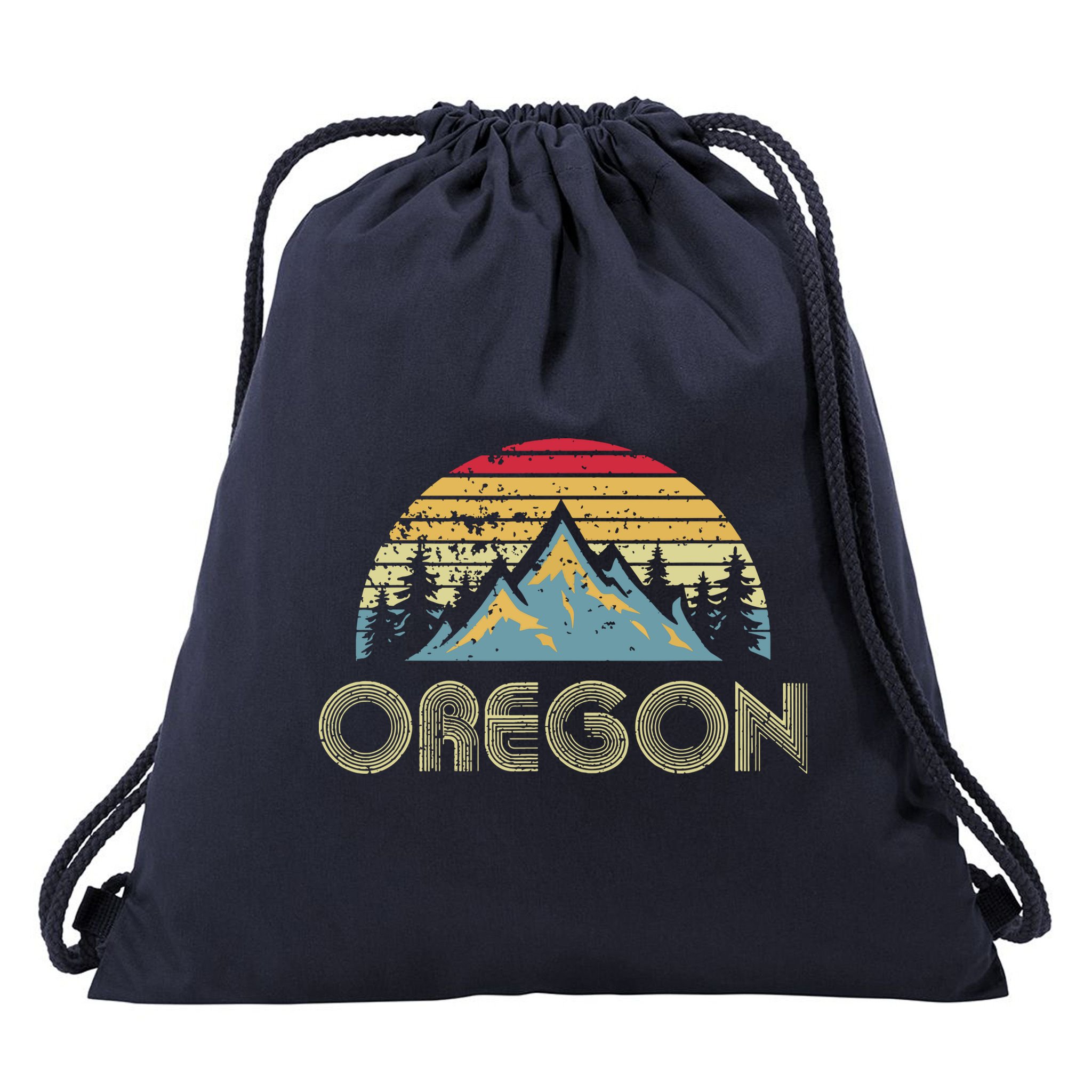 Oregon Retro Vintage Mountains Nature Hiking T Drawstring Bag