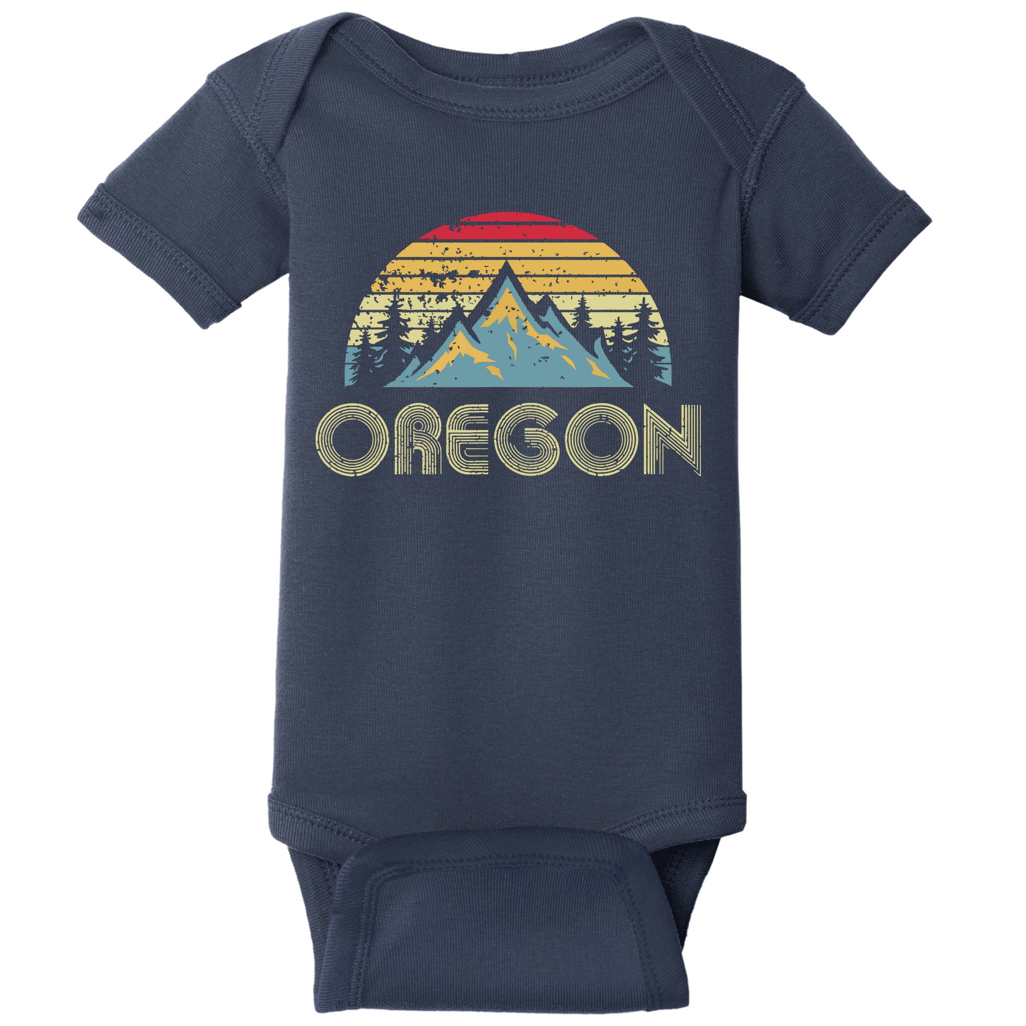 Oregon Retro Vintage Mountains Nature Hiking T Baby Bodysuit