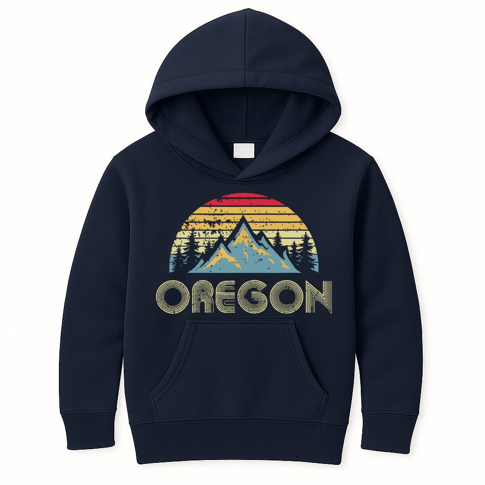 Oregon Retro Vintage Mountains Nature Hiking T Kids Hoodie