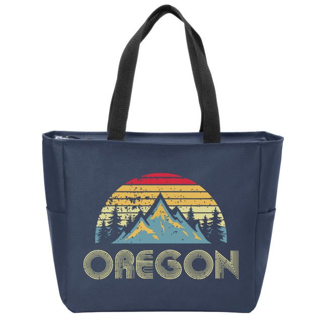 Oregon Retro Vintage Mountains Nature Hiking T Zip Tote Bag