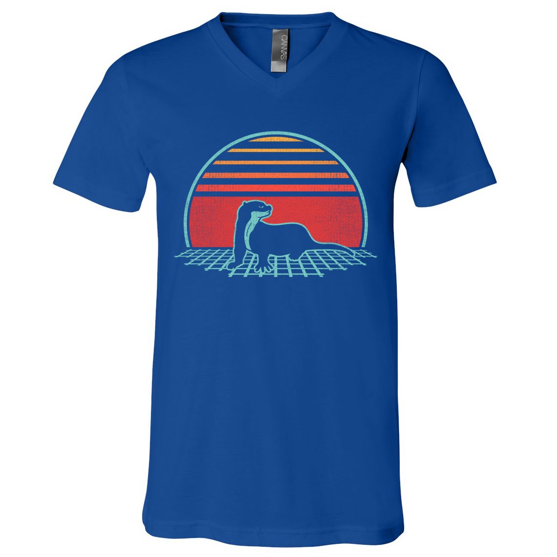 Otter Retro Vintage 80s Style Animal Lover Gift V-Neck T-Shirt