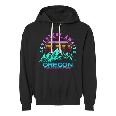 Oregon Retro Vintage Mountain Outdoors State Garment-Dyed Fleece Hoodie