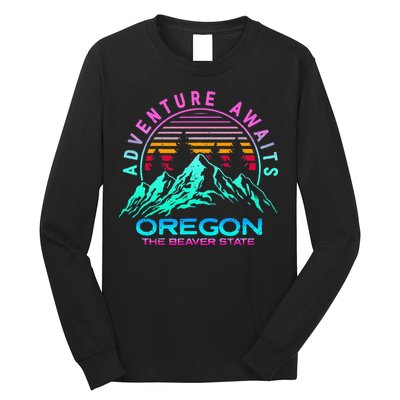 Oregon Retro Vintage Mountain Outdoors State Long Sleeve Shirt