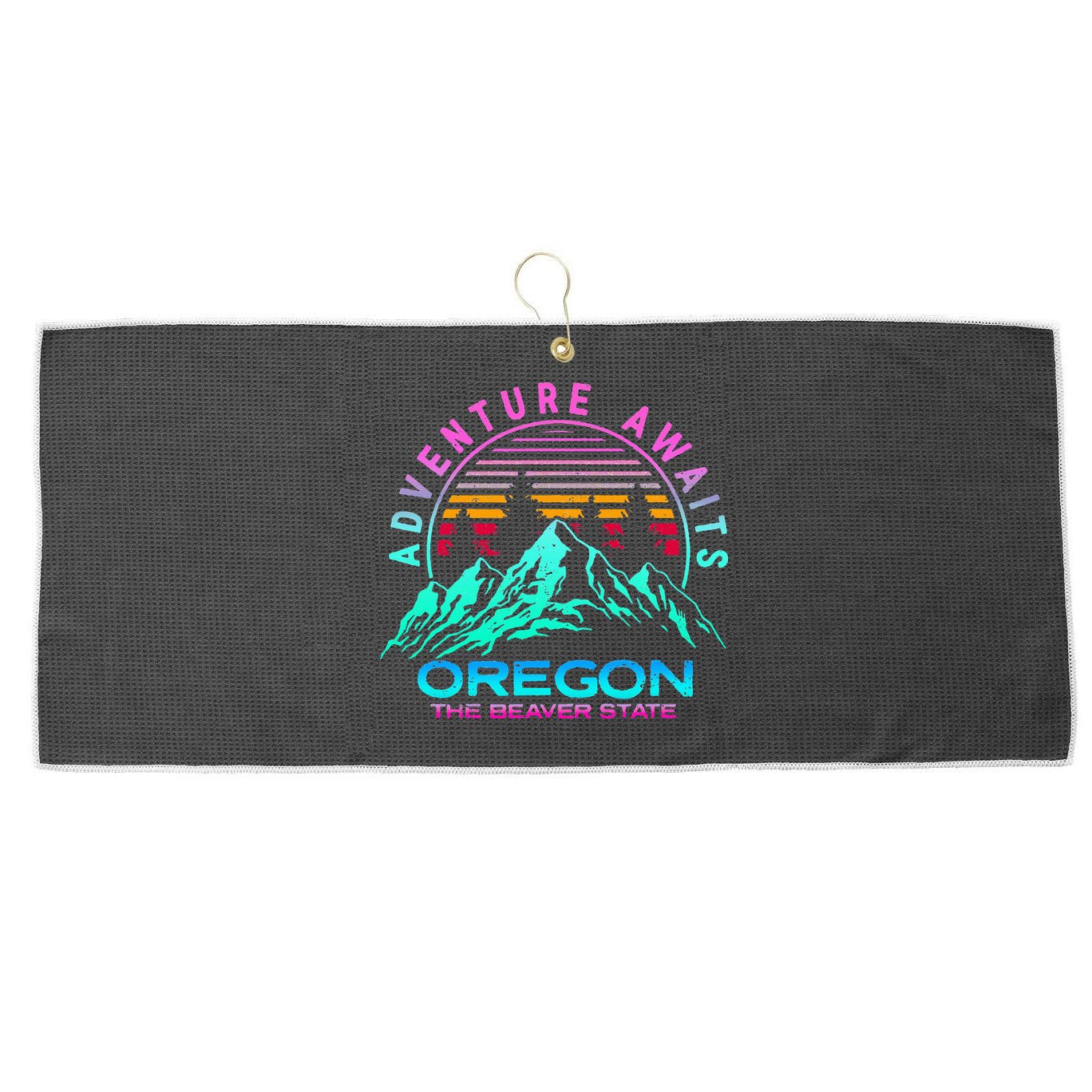 Oregon Retro Vintage Mountain Outdoors State Large Microfiber Waffle Golf Towel