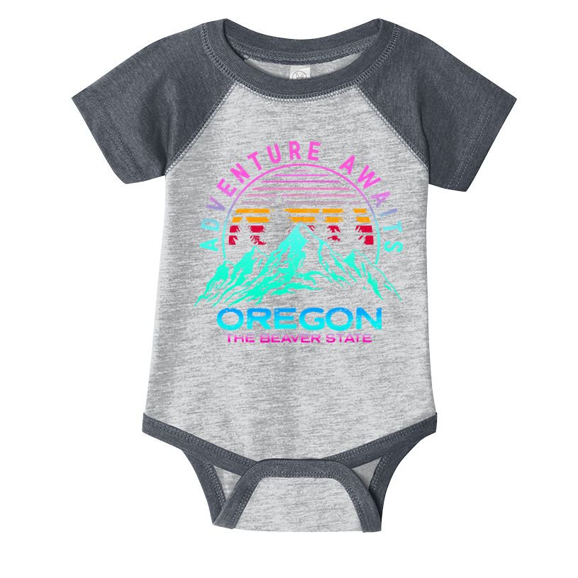 Oregon Retro Vintage Mountain Outdoors State Infant Baby Jersey Bodysuit