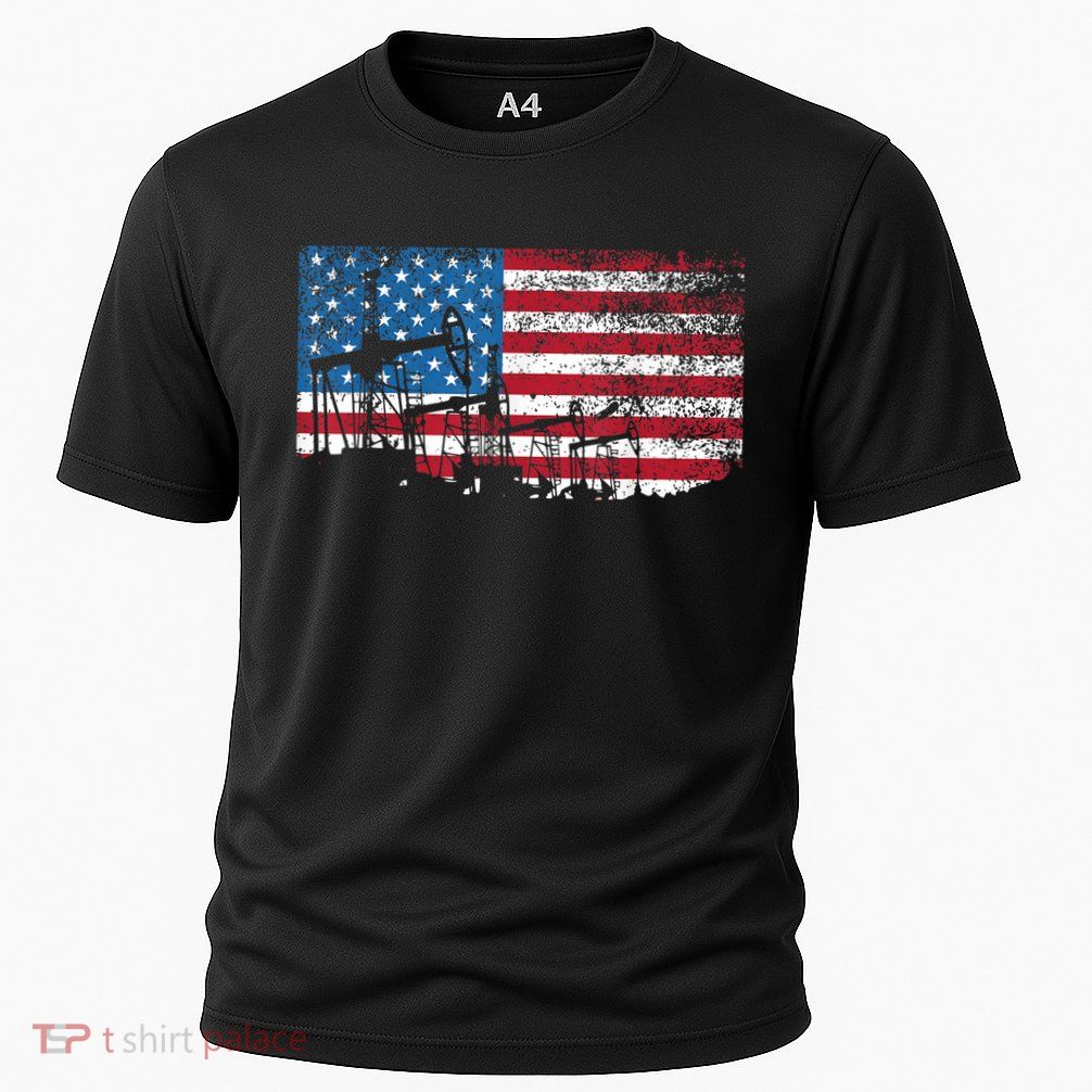 Oil Rig Worker Roughnecks Oilfield Man American Cooling Performance Crew T-Shirt