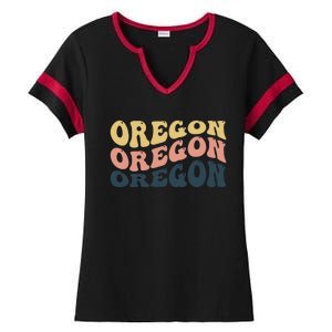 Oregon Retro Waves Ladies Halftime Notch Neck Tee