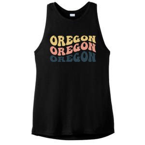 Oregon Retro Waves Ladies PosiCharge Tri-Blend Wicking Tank