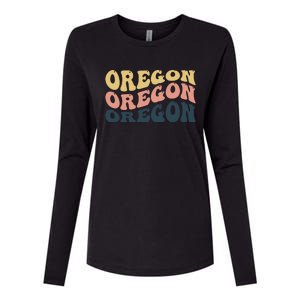 Oregon Retro Waves Womens Cotton Relaxed Long Sleeve T-Shirt