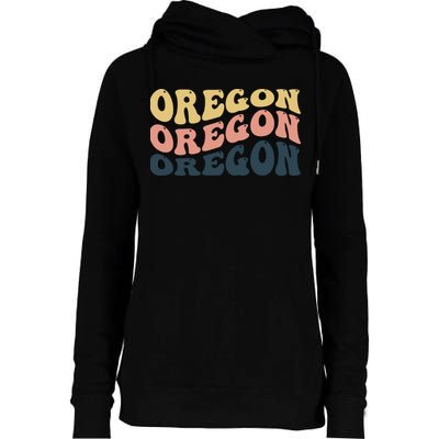 Oregon Retro Waves Womens Funnel Neck Pullover Hood