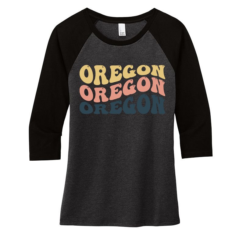 Oregon Retro Waves Women's Tri-Blend 3/4-Sleeve Raglan Shirt