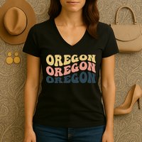 Oregon Retro Waves Women's V-Neck T-Shirt