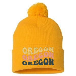 Oregon Retro Waves Pom Pom 12in Knit Beanie