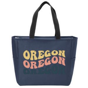 Oregon Retro Waves Zip Tote Bag