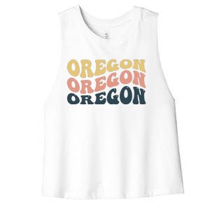 Oregon Retro Waves Women's Racerback Cropped Tank