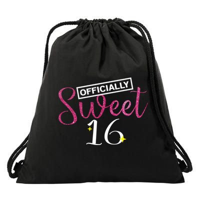 Officially Sweet 16 | Sixteenth Birthday Teen Girl Gift Drawstring Bag