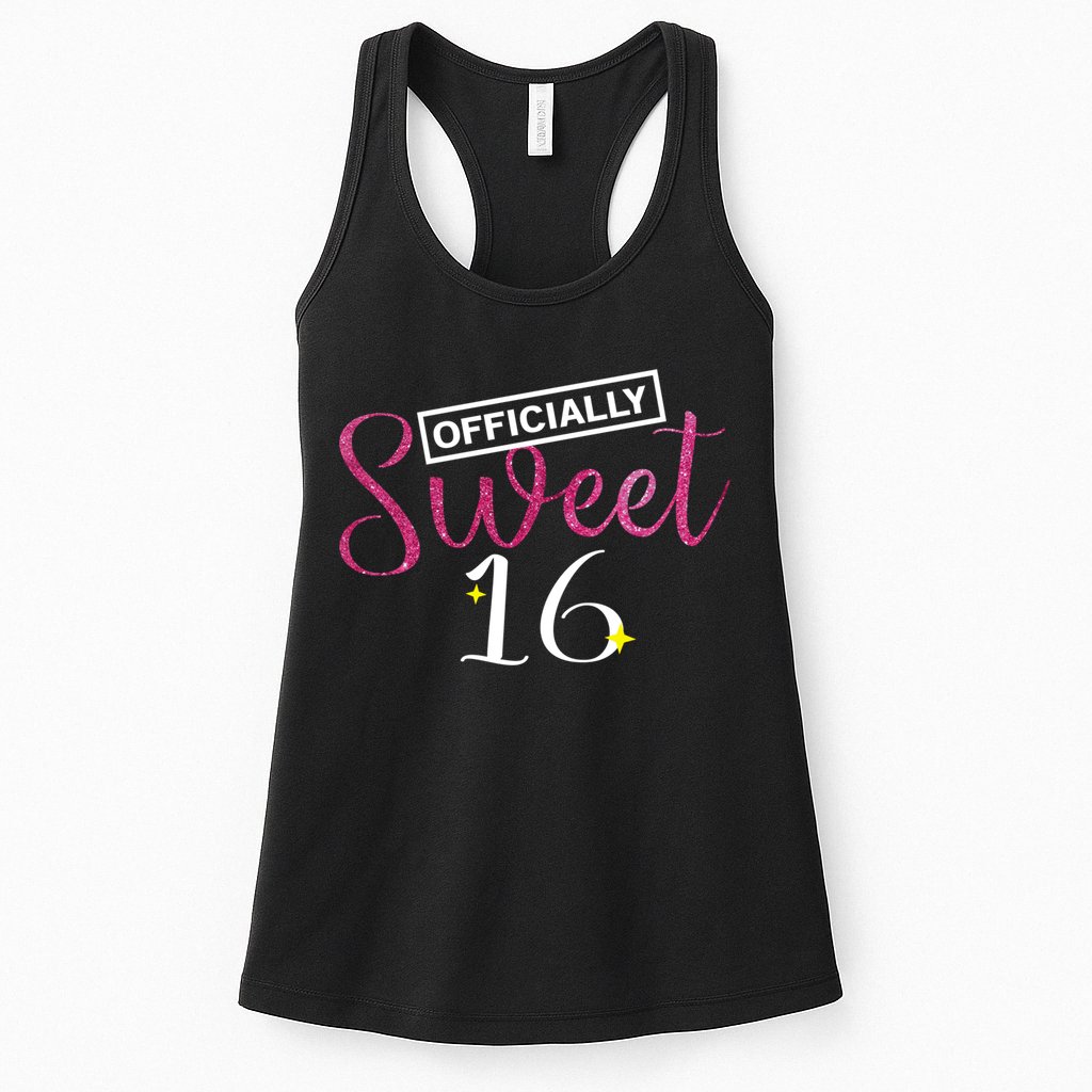 Officially Sweet 16 | Sixteenth Birthday Teen Girl Gift Womens Tank Top