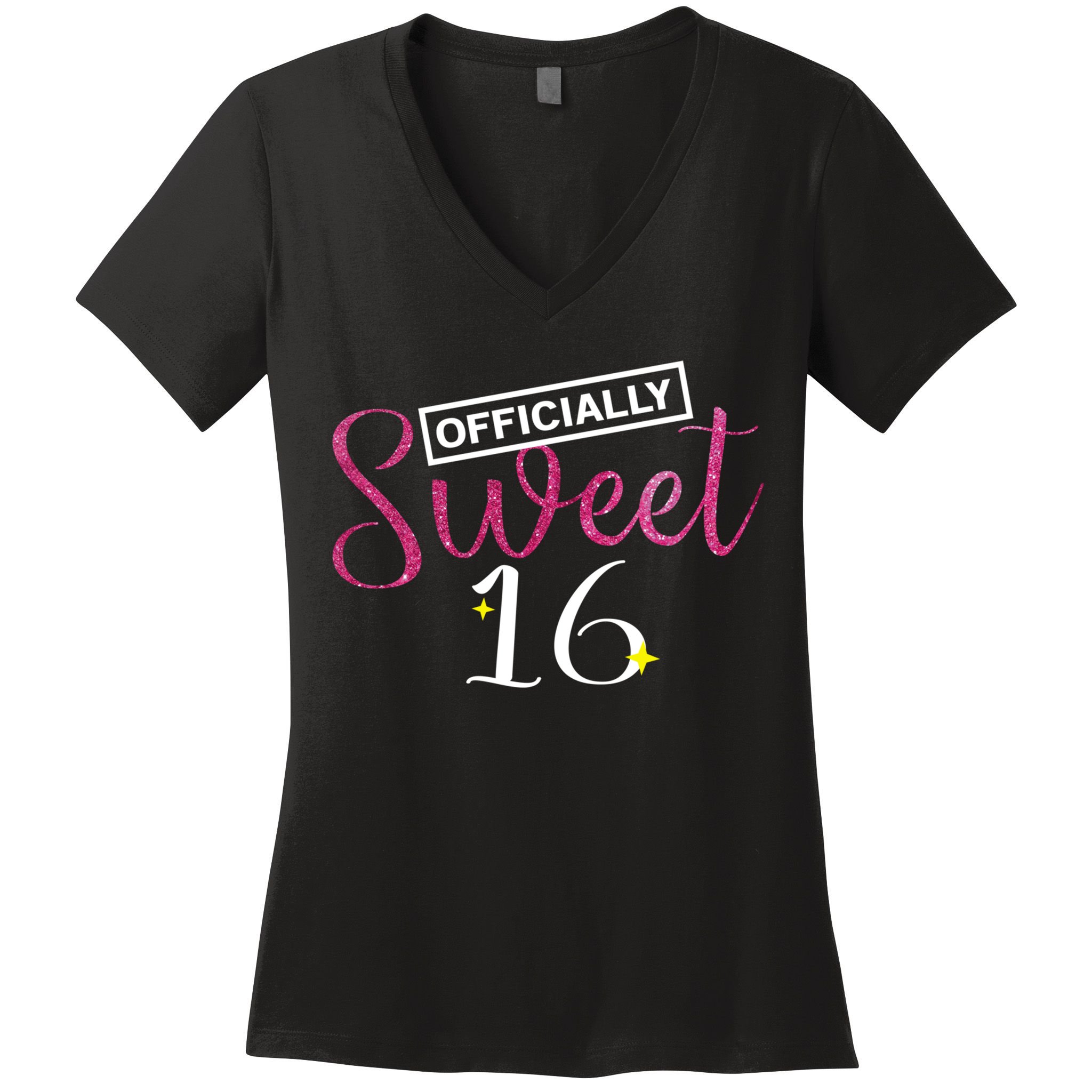 Officially Sweet 16 | Sixteenth Birthday Teen Girl Gift Women's V-Neck T-Shirt