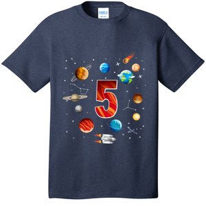 Outer Space 5 Years Old 5th Birthday Boys Planets Astronaut T-Shirt