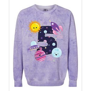 Outer Space 5 Year Old 5th Birthday Party Space Theme Colorblast Crewneck Sweatshirt