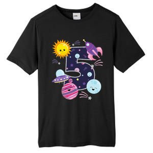 Outer Space 5 Year Old 5th Birthday Party Space Theme Tall Fusion ChromaSoft Performance T-Shirt