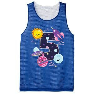 Outer Space 5 Year Old 5th Birthday Party Space Theme Mesh Reversible Basketball Jersey Tank