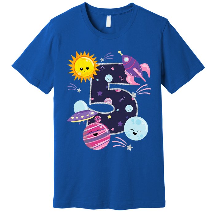 Outer Space 5 Year Old 5th Birthday Party Space Theme Premium T-Shirt