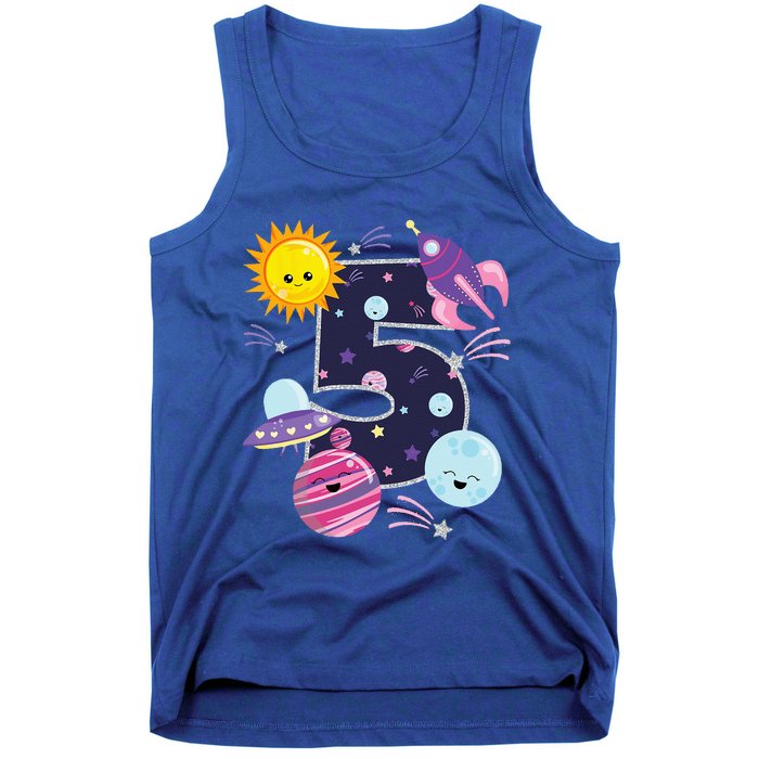 Outer Space 5 Year Old 5th Birthday Party Space Theme Tank Top