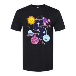 Outer Space 5 Year Old 5th Birthday Party Space Theme Softstyle CVC T-Shirt