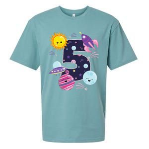 Outer Space 5 Year Old 5th Birthday Party Space Theme Sueded Cloud Jersey T-Shirt