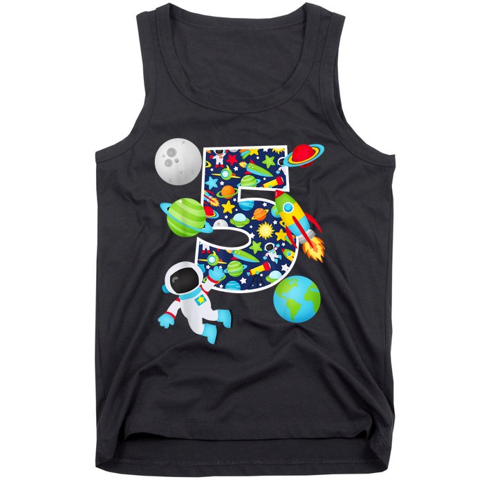 Outer Space 5 Year Old 5th Birthday Party Solar System Tank Top