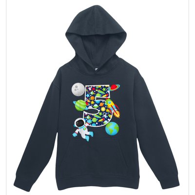 Outer Space 5 Year Old 5th Birthday Party Solar System Urban Pullover Hoodie