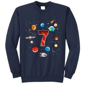 Outer Space 7 Years Old 7th Birthday Planets Astronaut Sweatshirt