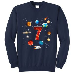 Outer Space 7 Years Old 7th Birthday Planets Astronaut Tall Sweatshirt