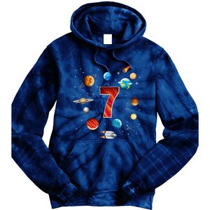 Outer Space 7 Years Old 7th Birthday Planets Astronaut Tie Dye Hoodie