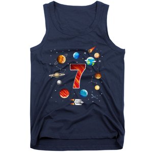 Outer Space 7 Years Old 7th Birthday Planets Astronaut Tank Top