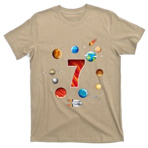 Outer Space 7 Years Old 7th Birthday Planets Astronaut T-Shirt