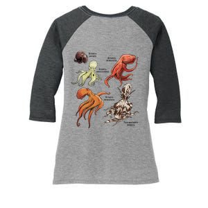 Octopus Sea Animals Species Women's Tri-Blend 3/4-Sleeve Raglan Shirt