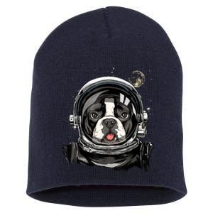 Outer Space Astronaut French Bulldog Frenchie Dog Astronomy Short Acrylic Beanie