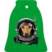 Outer Space Astronaut Italian Greyhound Dog Lover Astronomy Ceramic Bell Ornament