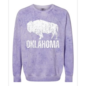 Oklahoma S.T.A.Te. And American Buffalo Bison Colorblast Crewneck Sweatshirt