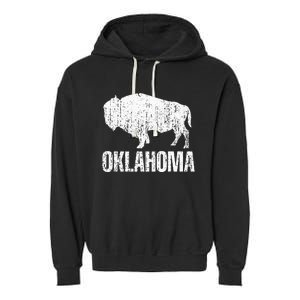 Oklahoma S.T.A.Te. And American Buffalo Bison Garment-Dyed Fleece Hoodie