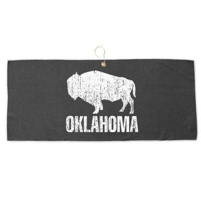 Oklahoma S.T.A.Te. And American Buffalo Bison Large Microfiber Waffle Golf Towel