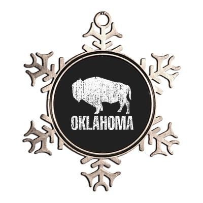 Oklahoma S.T.A.Te. And American Buffalo Bison Metallic Star Ornament