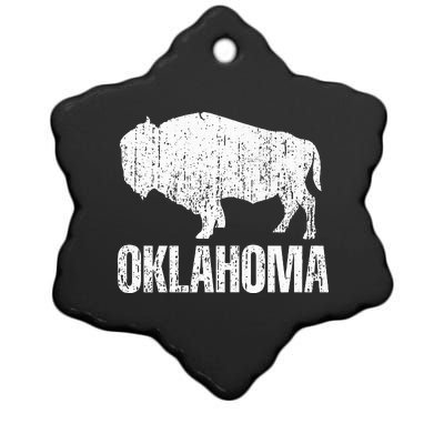 Oklahoma S.T.A.Te. And American Buffalo Bison Ceramic Star Ornament