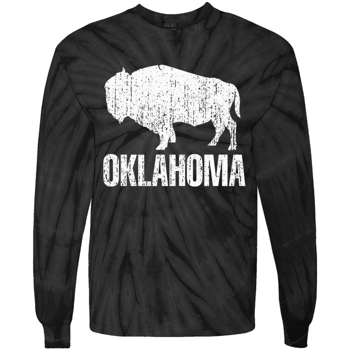 Oklahoma S.T.A.Te. And American Buffalo Bison Tie-Dye Long Sleeve Shirt