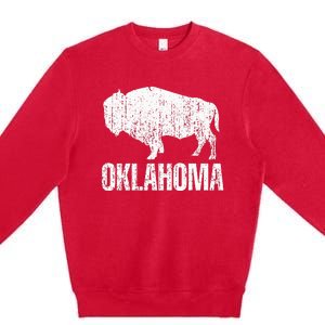 Oklahoma S.T.A.Te. And American Buffalo Bison Premium Crewneck Sweatshirt