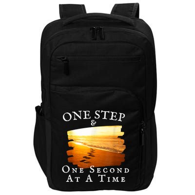 One Step And One Second At A Time Faith In God Impact Tech Backpack